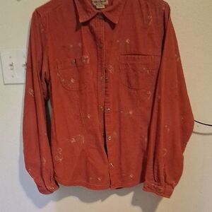 Rust Button-Up Shirt WOMENS CASUAL BUTTON DOWN LONG SLEEVED SHIRT